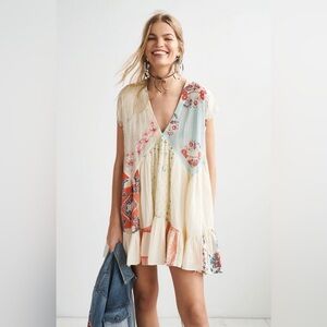 💜 Free People Mended Scarves Mini Dress - M
